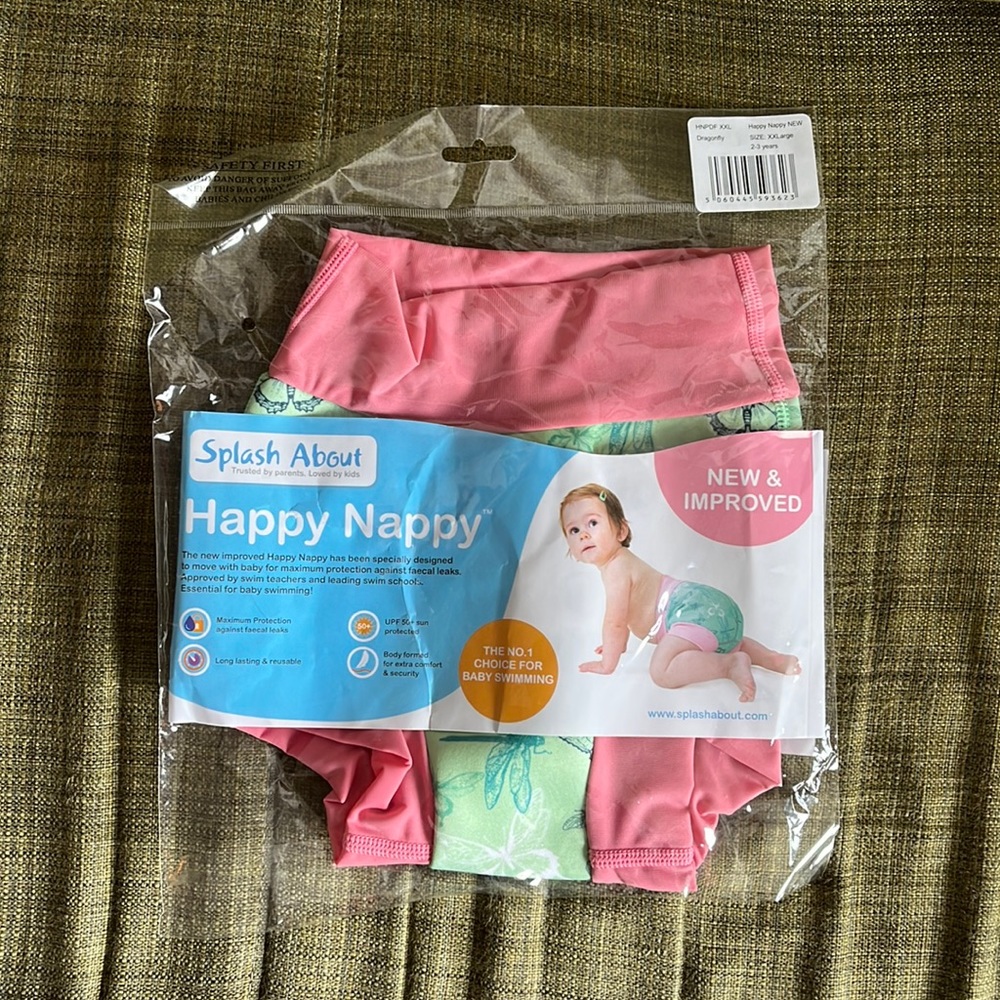 NWT Splash About Happy Nappy Reusable Swim Diaper/ Dragonfly/ORIGINAL PACKAGE